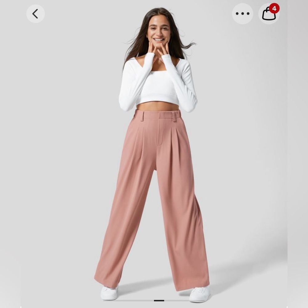 Halara Rose Tan Wide Leg waffle pants never worn, great condition